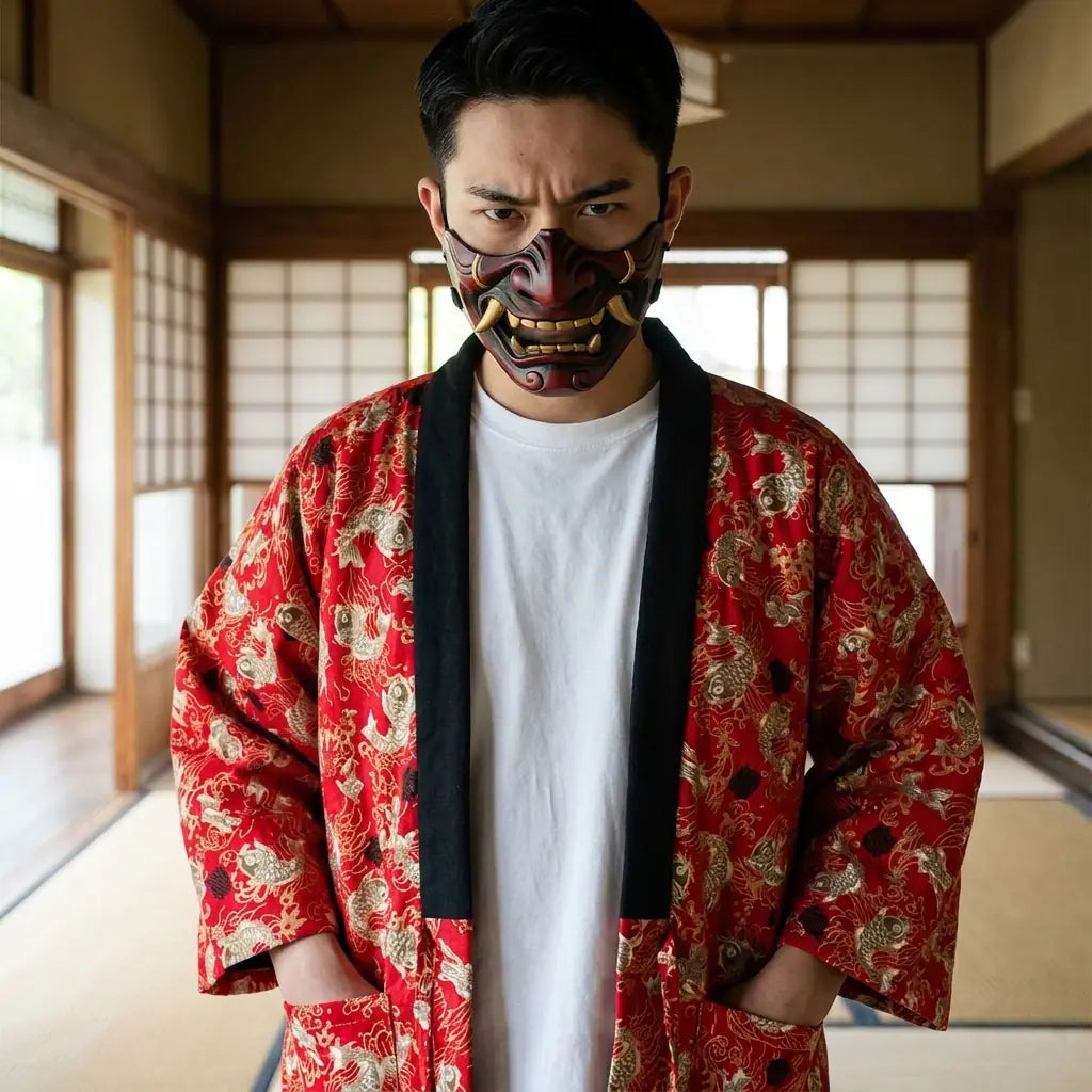 Estilo de abrigo japonés tradicional con hanten