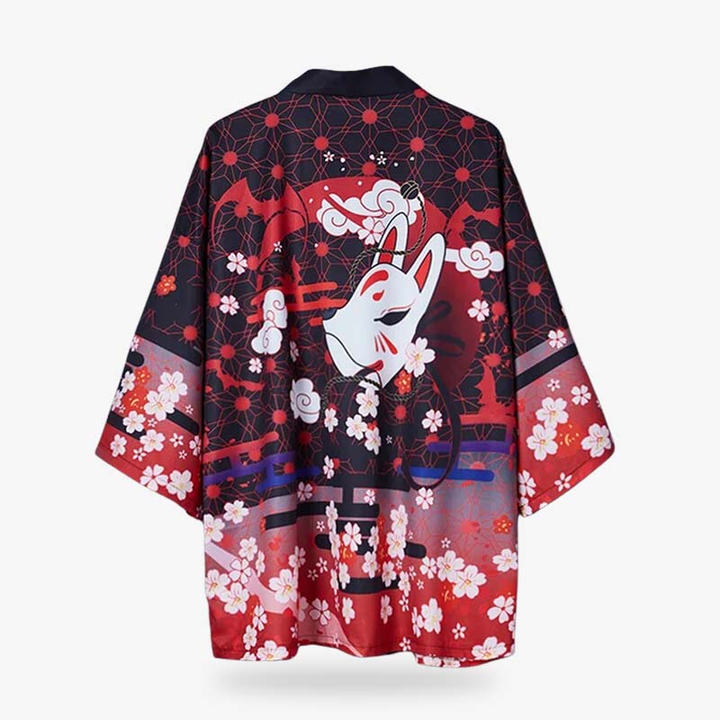 Abrigo kimono mujer en talla grande con flores de sakura