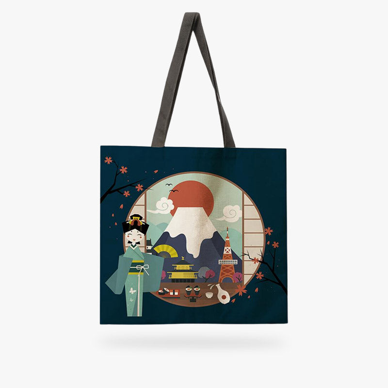 Bolsa tote kawaii japonesa con diseños adorables y colores vivos, perfecta para el día a día