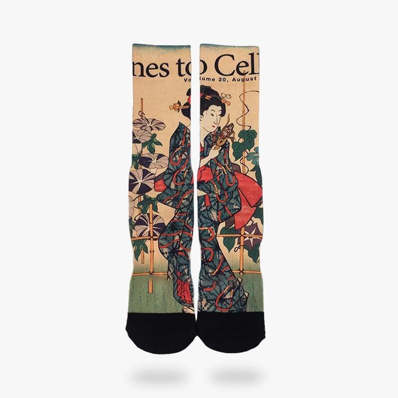 Calcetines geisha con estampado ukiyo-e de algodón suave
