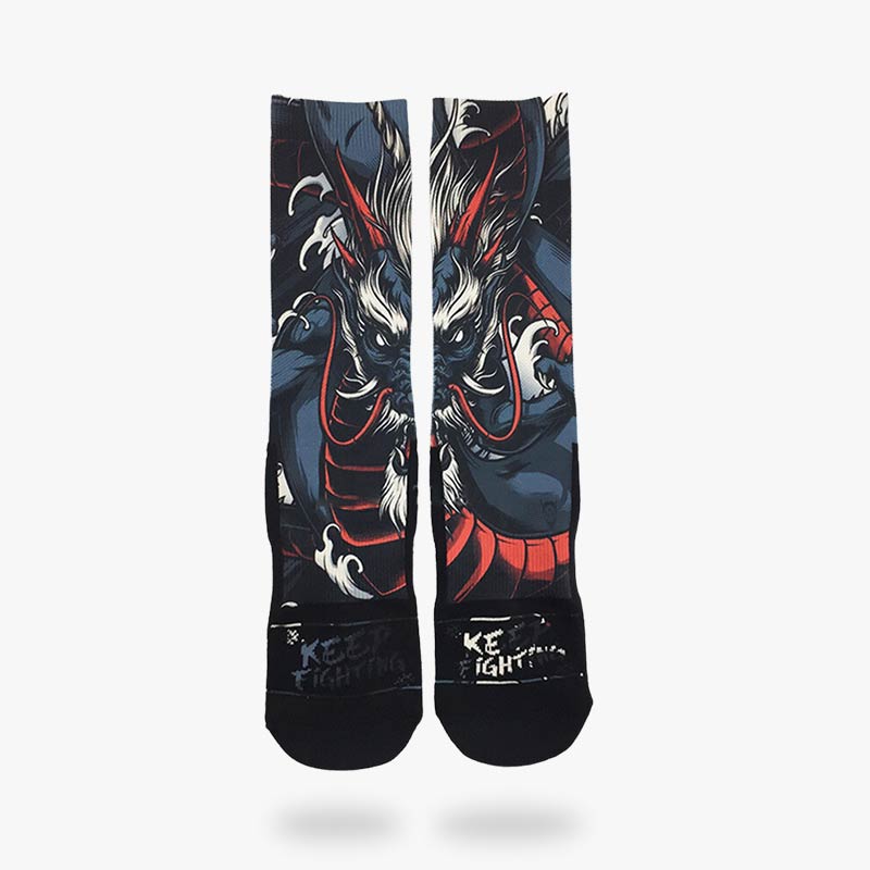 Calcetines tabi con estampado de dragón japonés estilo irezumi