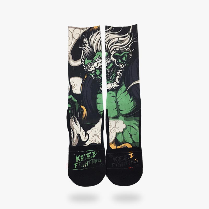 Calcetines tabi con el dios Fujin del folclore japonés