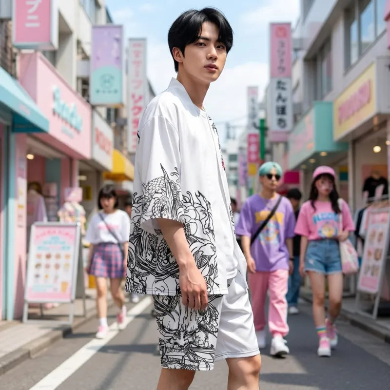 Camisa Kimono Hombre vista posterior