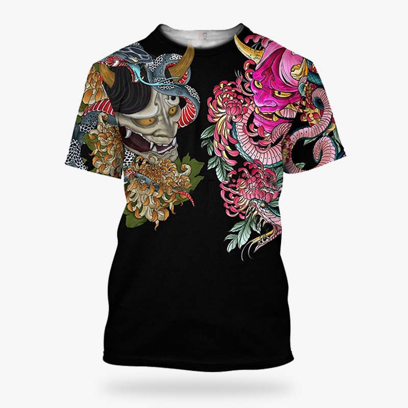 Camiseta japonesa de algodón con motivos irezumi