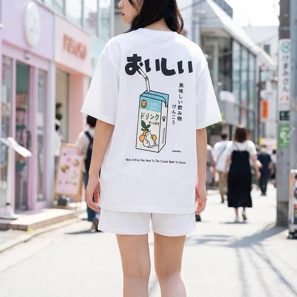 Camiseta Japonesa Blanca vista frontal