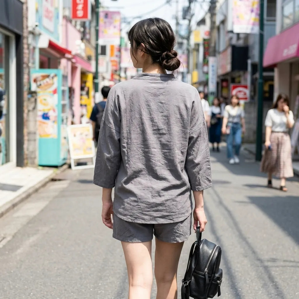 Camiseta Japonesa Gris vista frontal