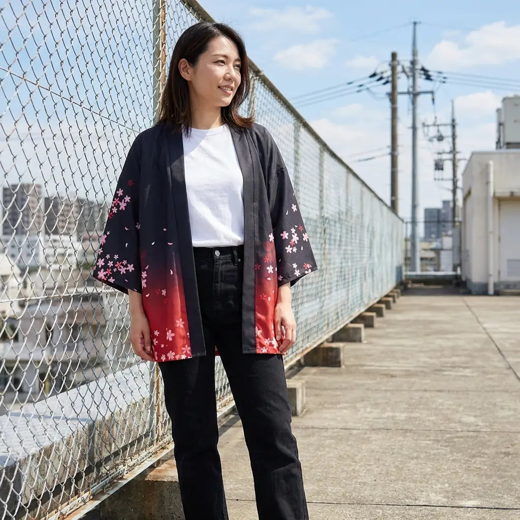 Cárdigan kimono sakura mujer