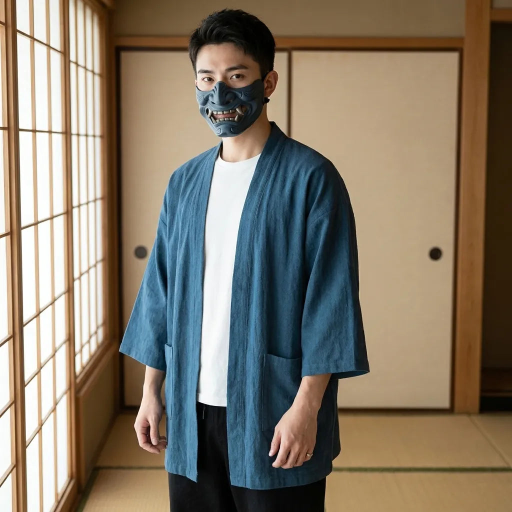 Chaqueta kimono haori para hombre vista frontal