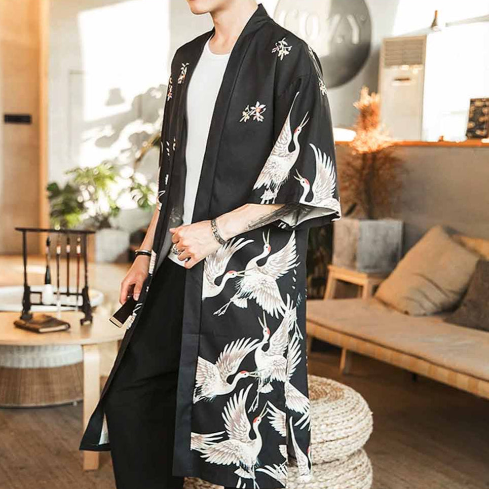 Chaqueta kimono para interior con corte recto y mangas cortas