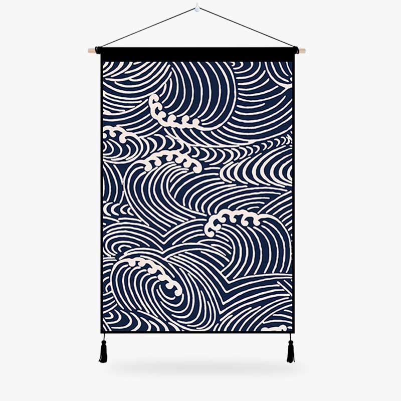 Cuadro con estampado de ola japonesa azul estilo Nami