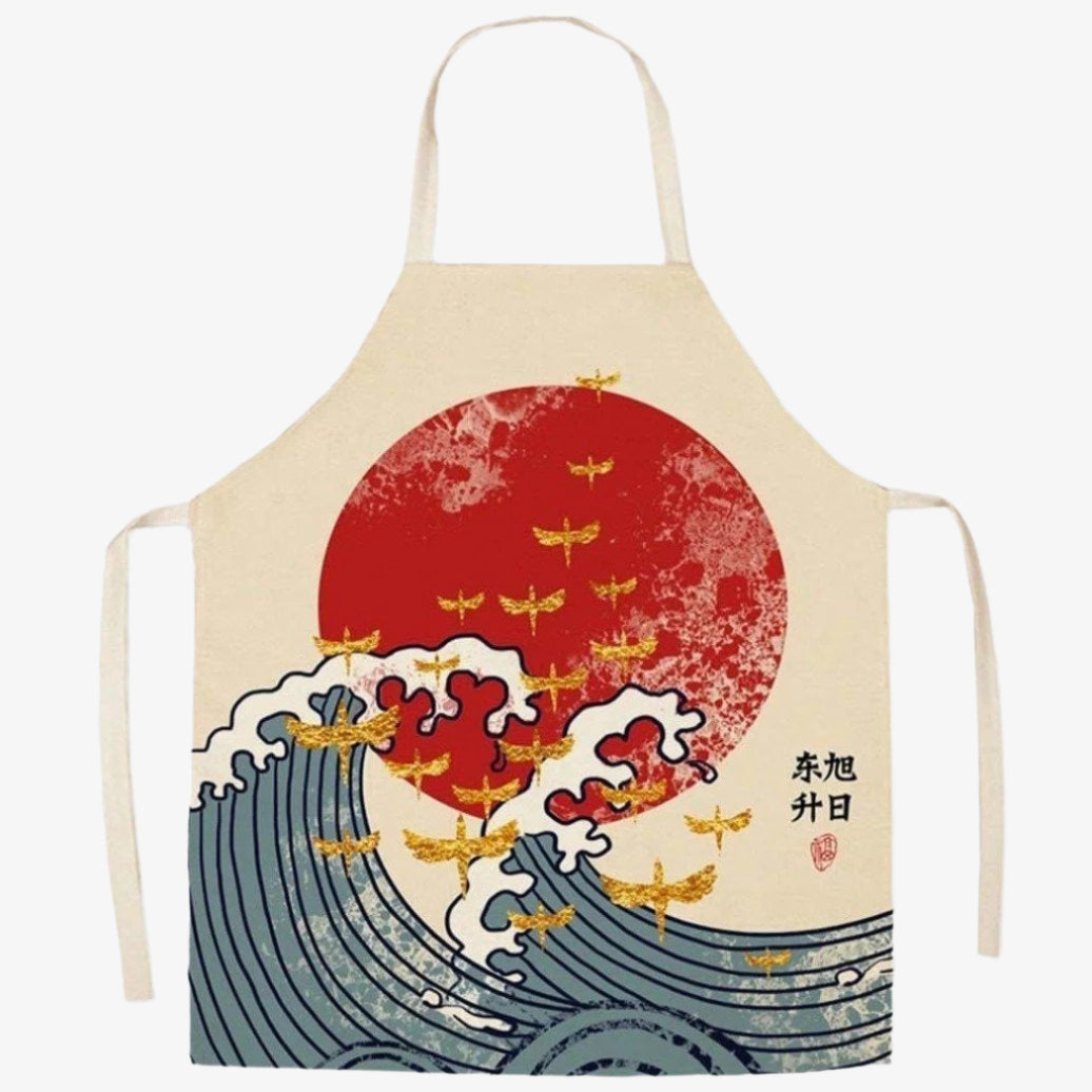 Delantal japonés con estampado de la Gran Ola