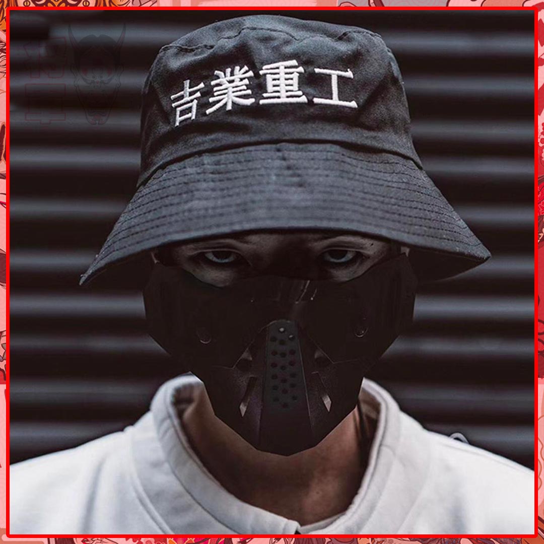 Estilo neo-tokio con máscara cyberpunk
