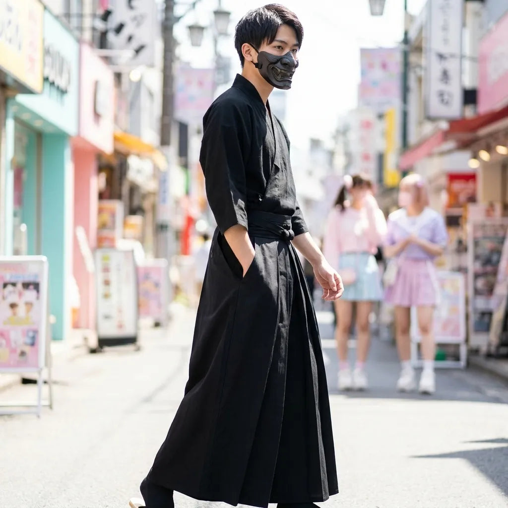 Hakama Negro vista posterior
