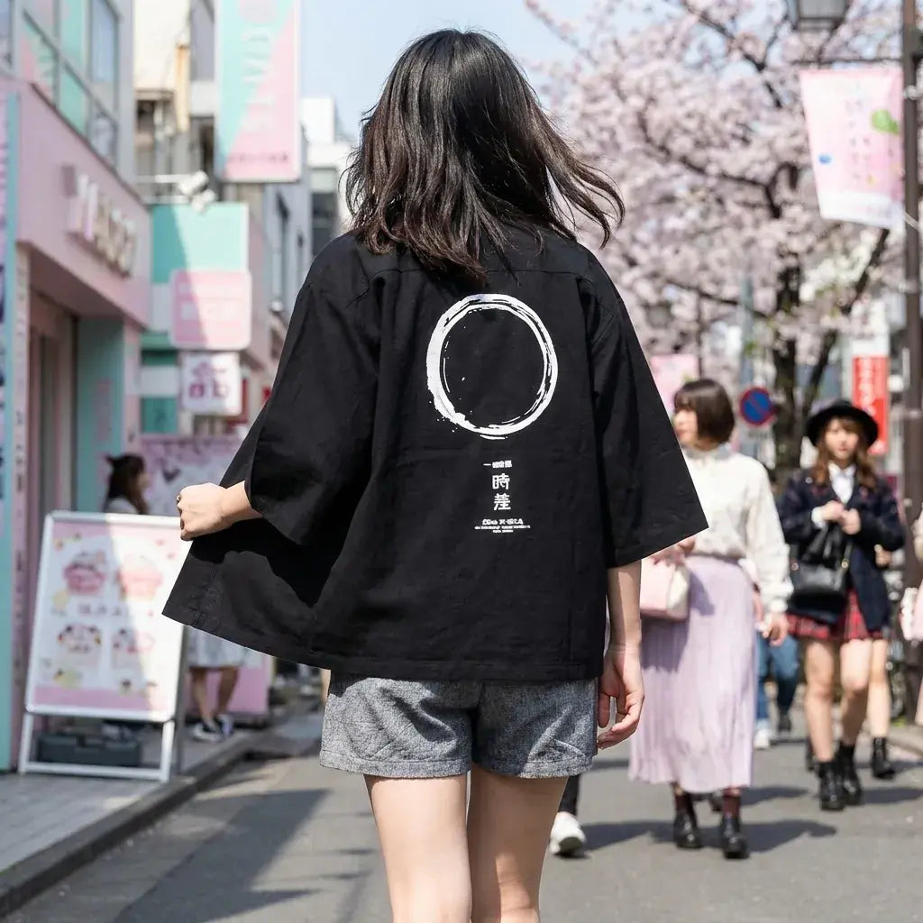 Haori Hombre llevado por un hombre en una habitación japonesa tradicional, vista frontal