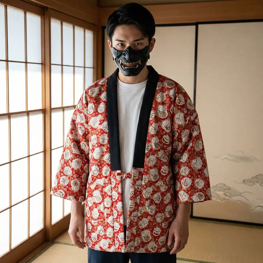Abrigo japonés acolchado estilo haori