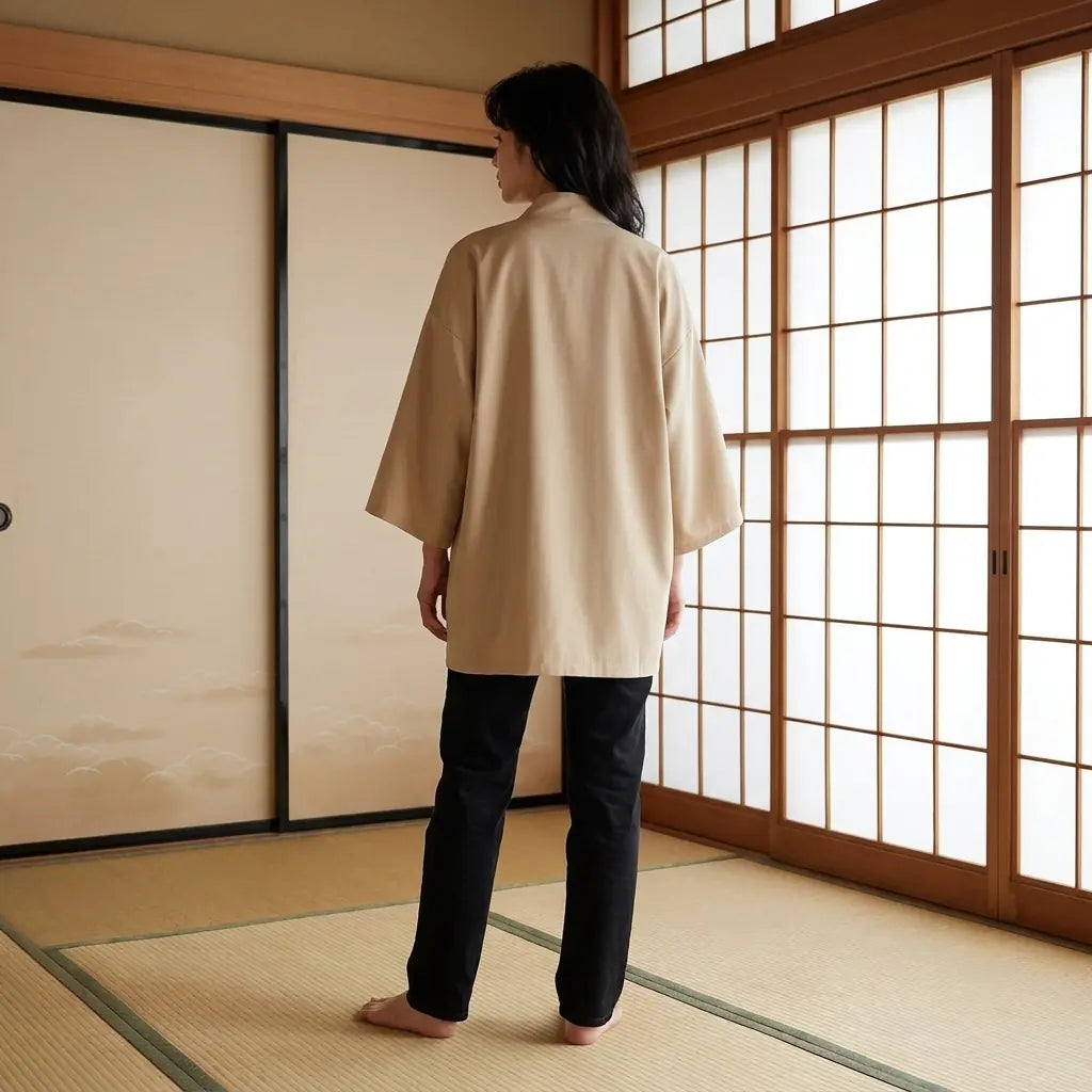 Haori Mujer Beige vista frontal