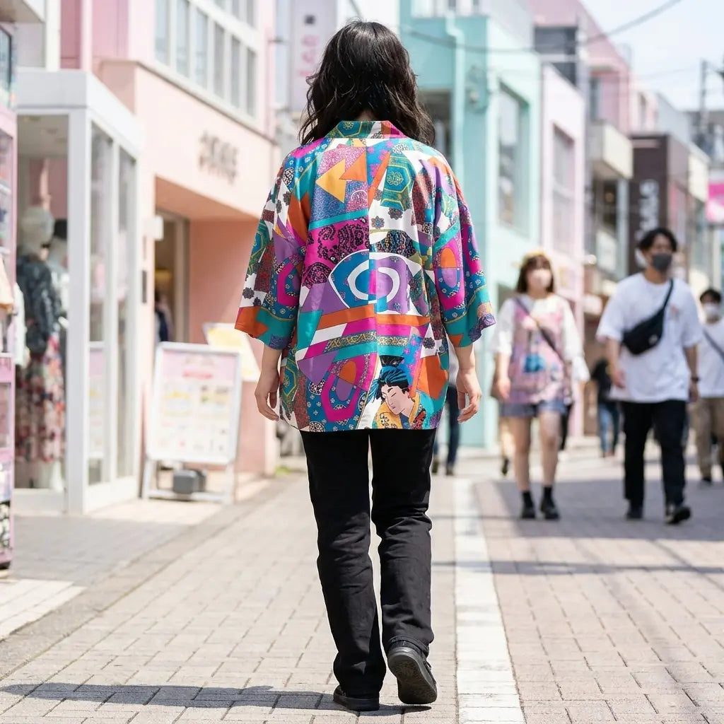 Haori Multicolor Mujer vista posterior