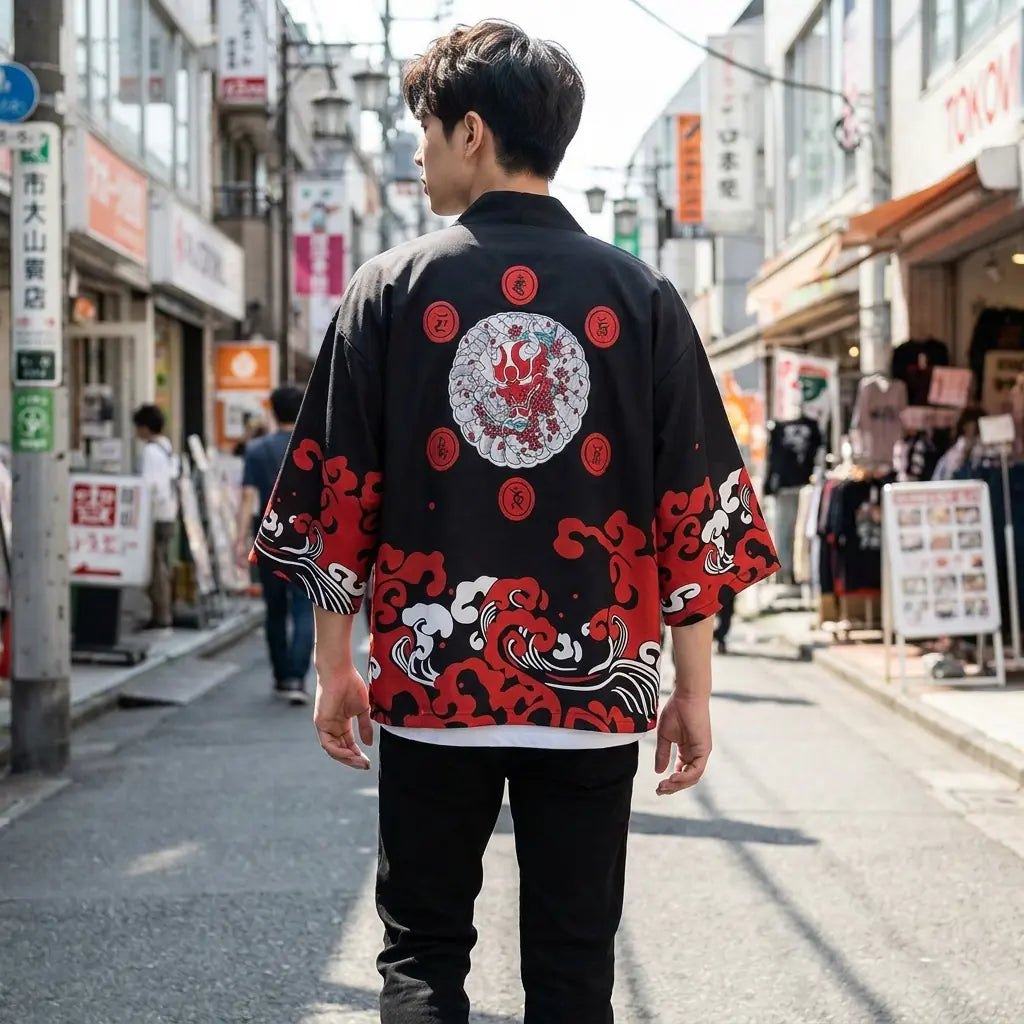 Haori Negro Oni vista frontal