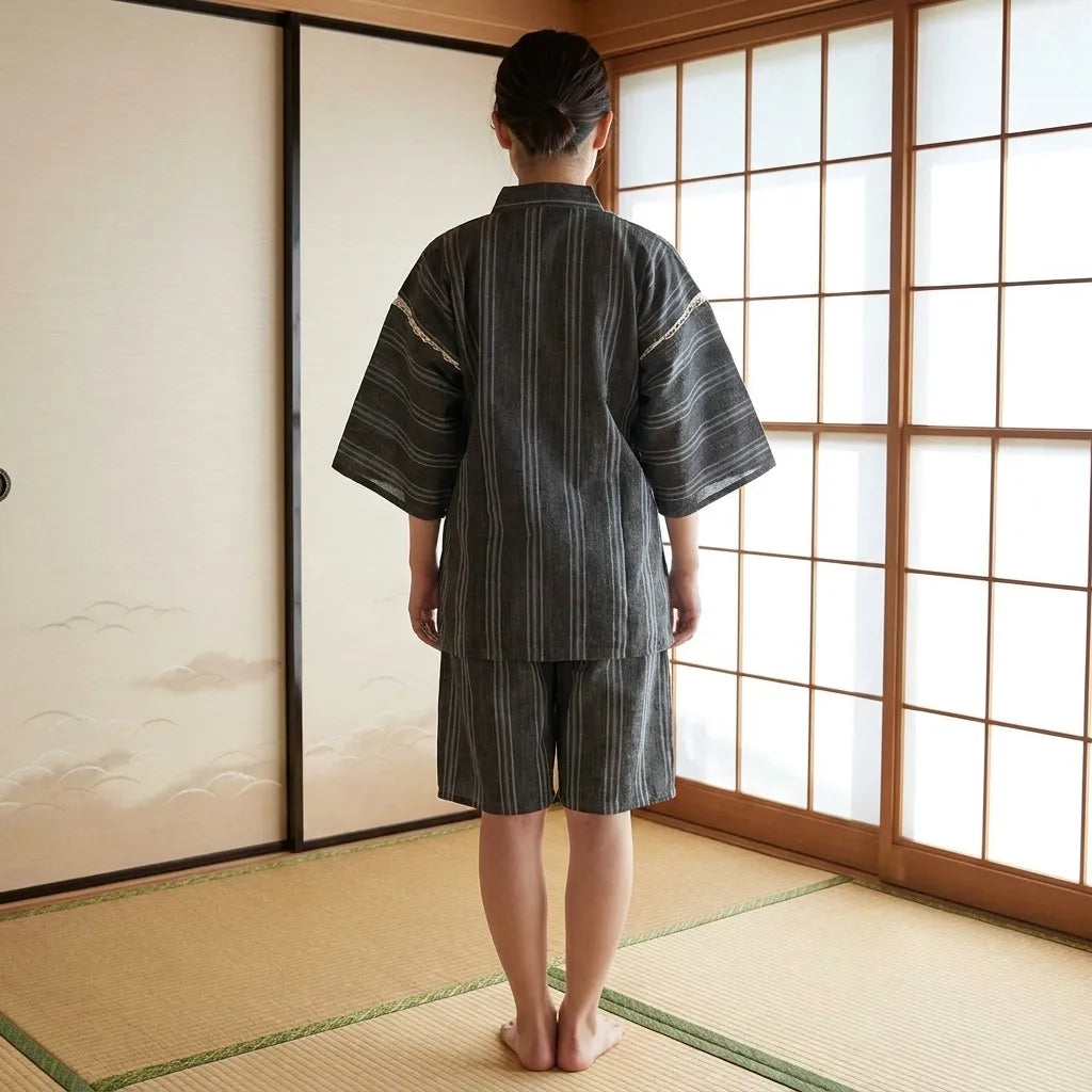 Detalle de la espalda del jinbei japonés estilo tradicional
