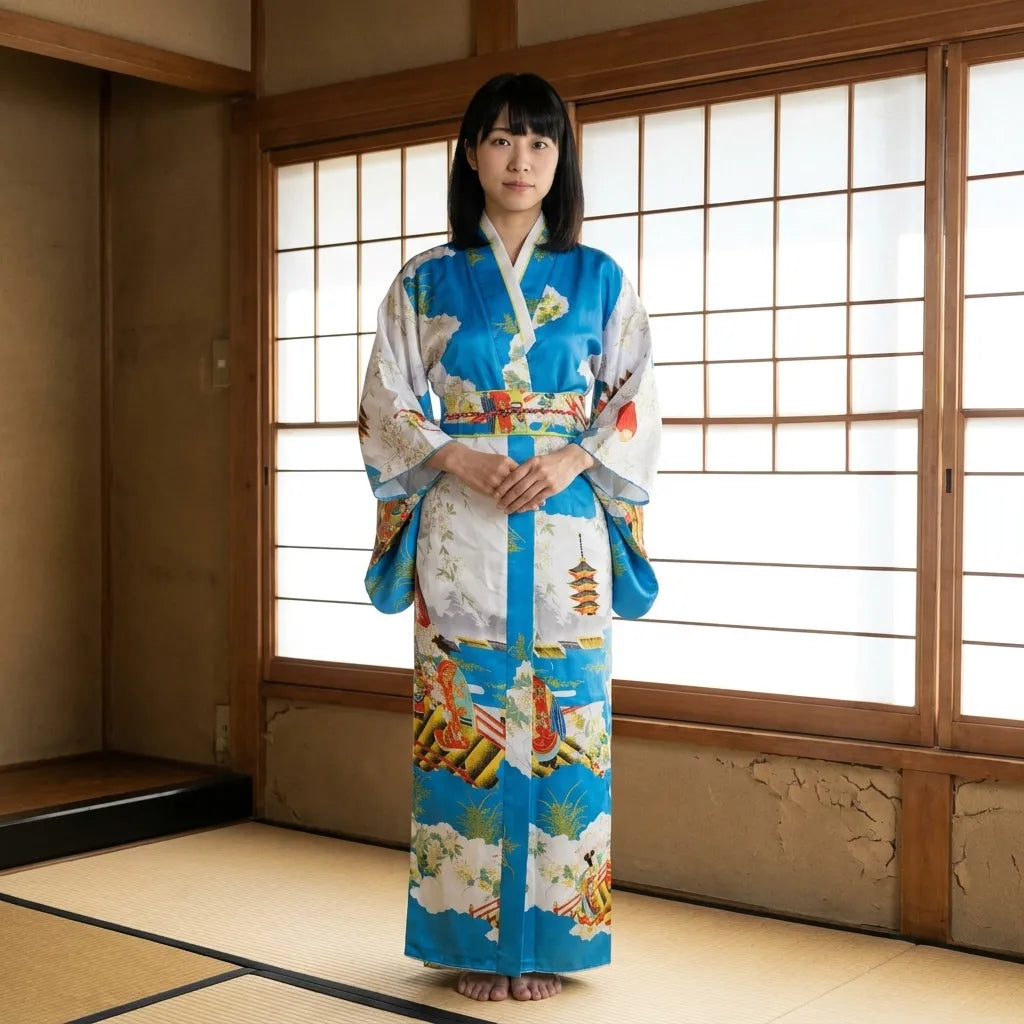 Kimono Hombre Azul vista frontal