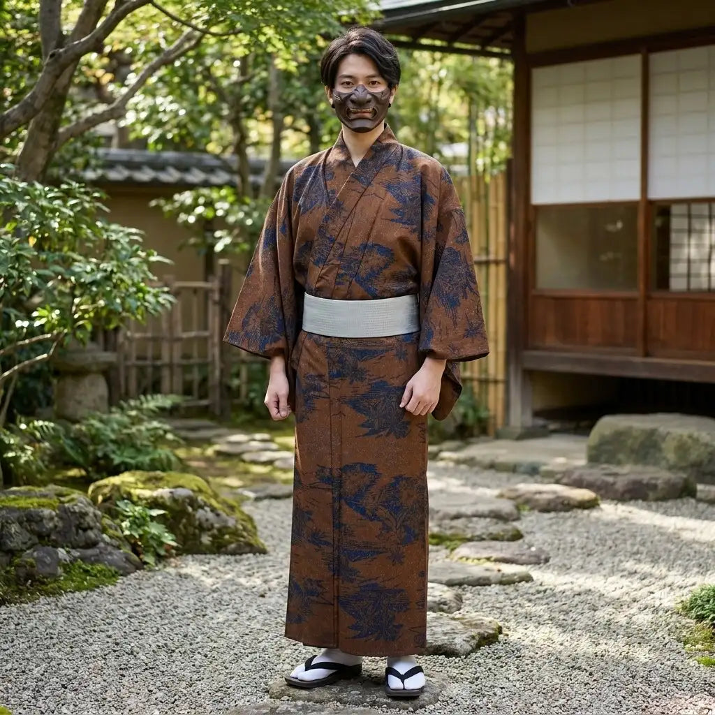 Kimono Hombre Marrón vista posterior