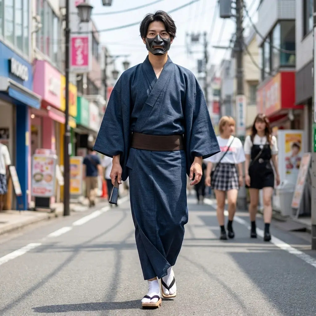 Kimono hombre japonés detalle de manga ancha