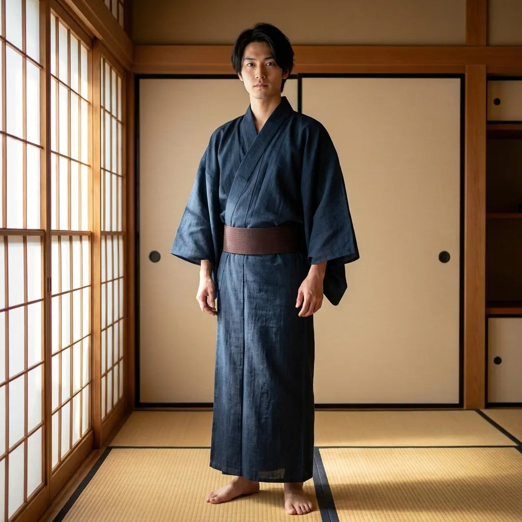 Kimono hombre tradicional, detalle frontal
