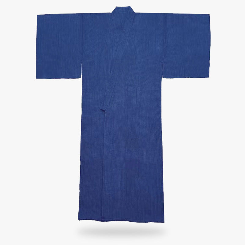 Kimono tradicional azul de algodón con cinturón obi