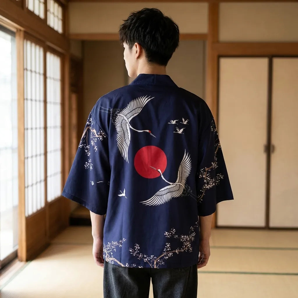 Detalle de la espalda del conjunto kimono japonés