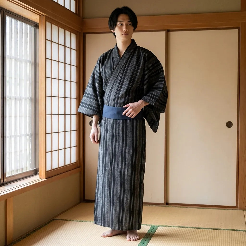 Kimono tradicional hombre de corte sobrio