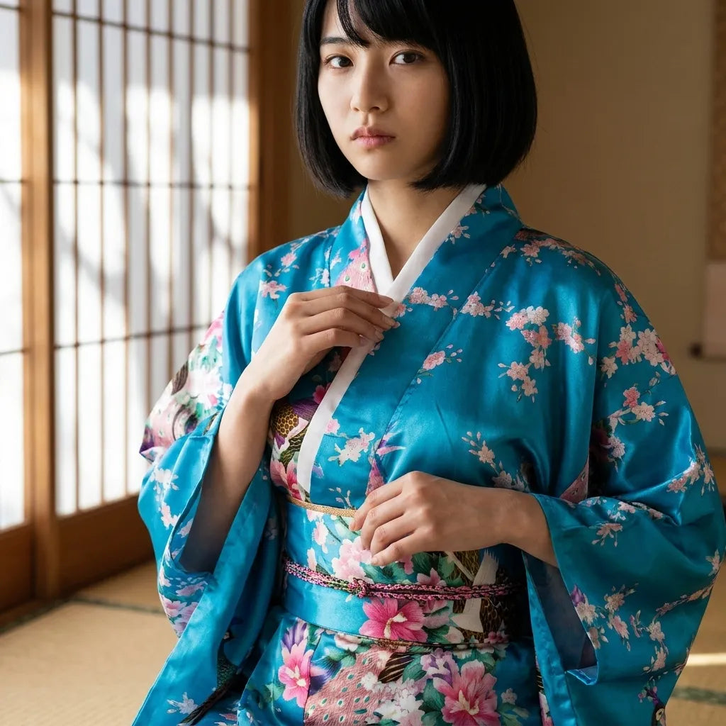 Kimono Turquesa Mujer vista posterior
