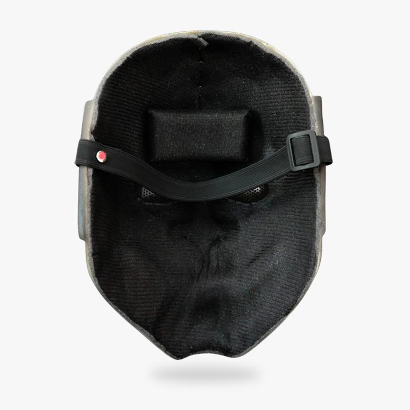La máscara Hannya hecha a mano representa a un demonio azul está fabricada con una correa ajustable y fibra de vidrio.