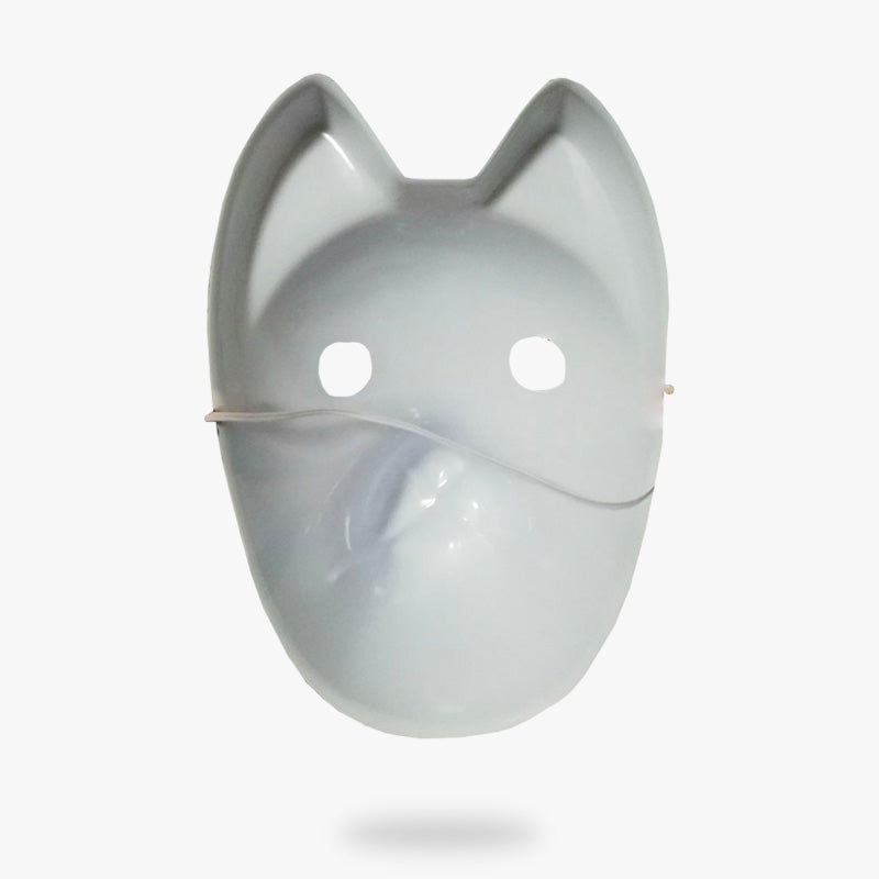 Máscara japonesa de zorro blanca de material PU para cosplay