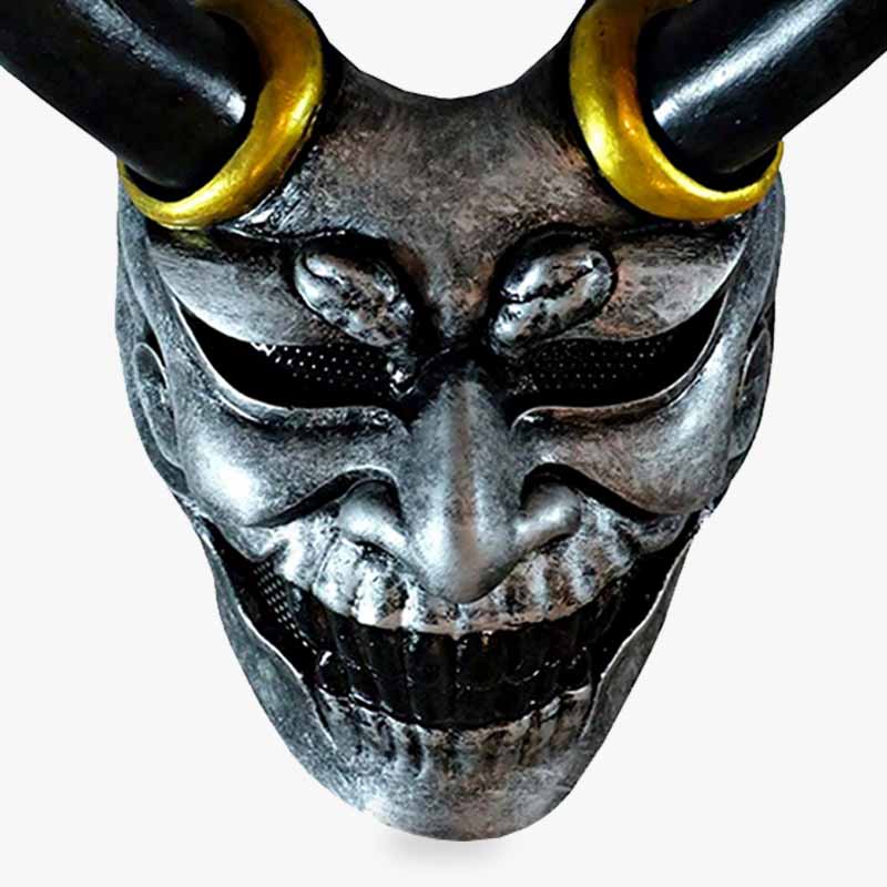 Máscara oni artesanal para cosplay y decoración japonesa