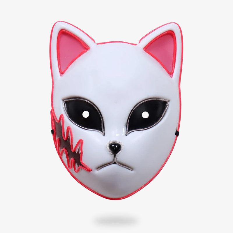 Mascaras De Kimetsu no Yaiba con diseño kitsune y luces LED