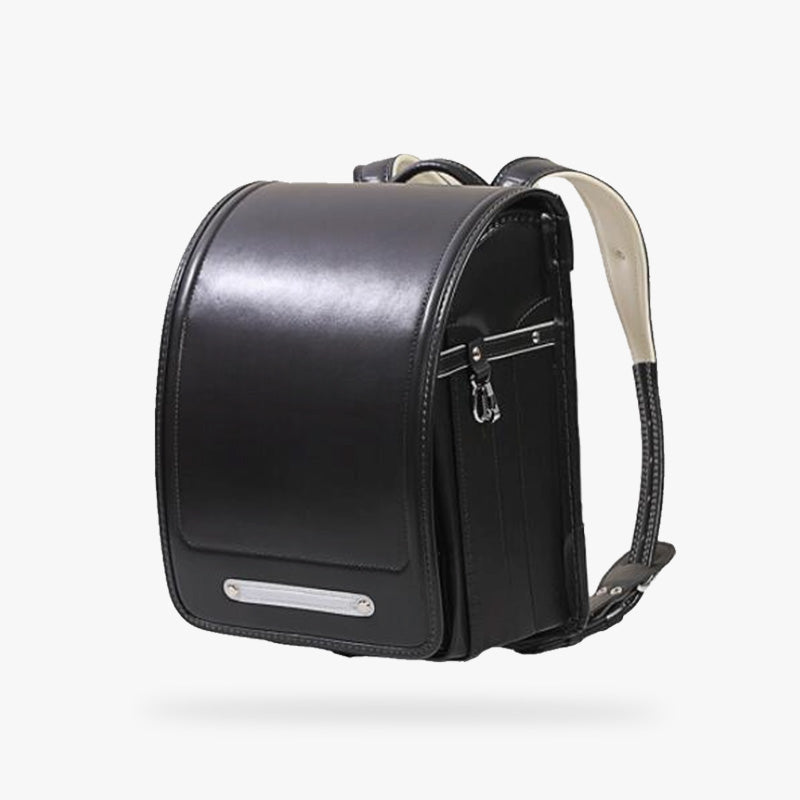 Mochila randoseru negra de cuero, bolso tradicional japonés para adultos, resistente y elegante