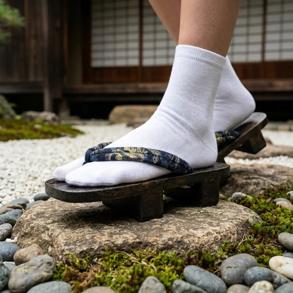 Sandalias geta dragón dorado