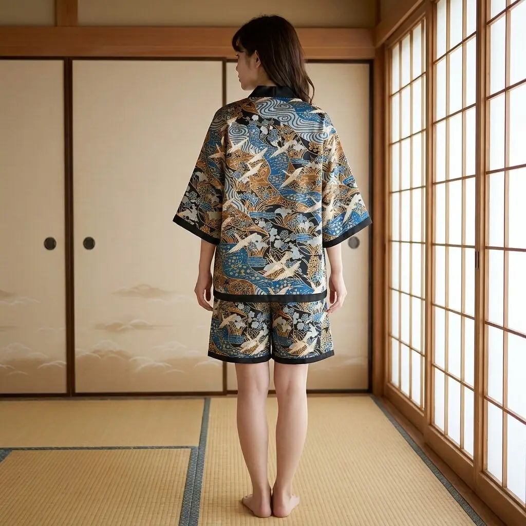 Shorts kimono japonés hombre