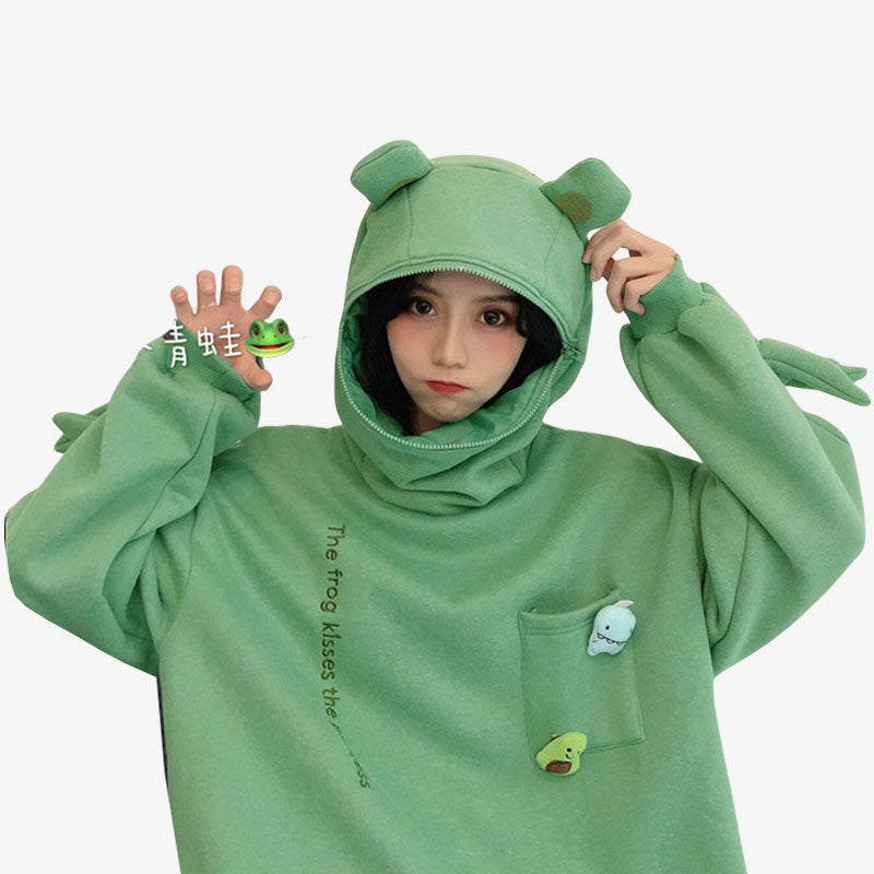 Sudadera animal kawaii de material suave con adorables estampados de animales, ideal para un look japonés y juguetón