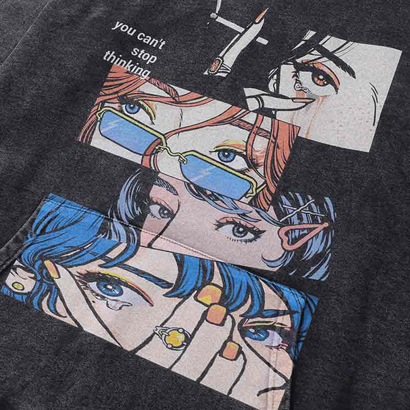 Sudadera de diseño japonés con chicas anime de estilo manga de los 90