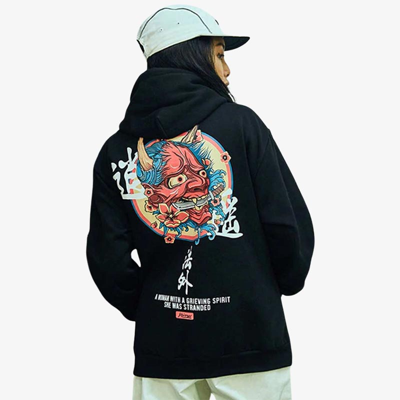 Sudadera Hannya Oni con estampado de demonio japonés