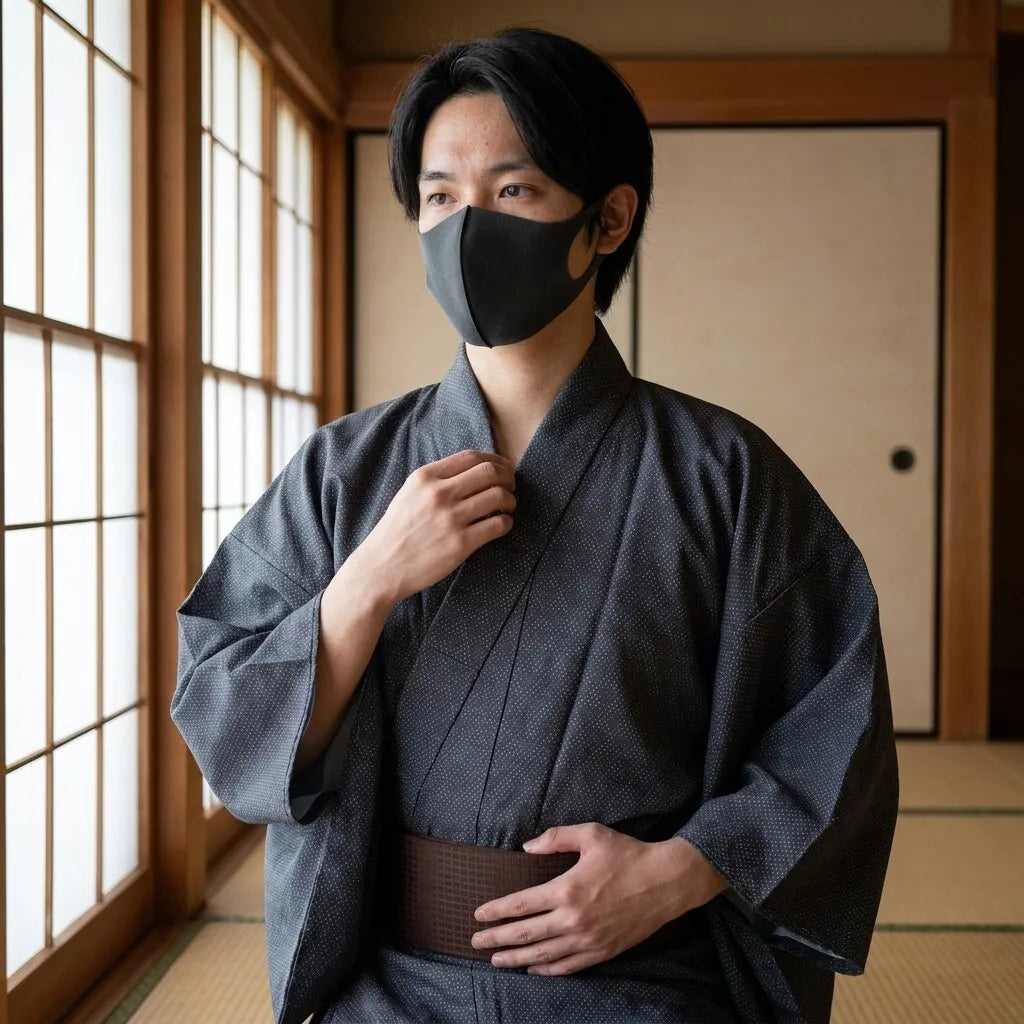 Yukata gris hombre estilo minimalista