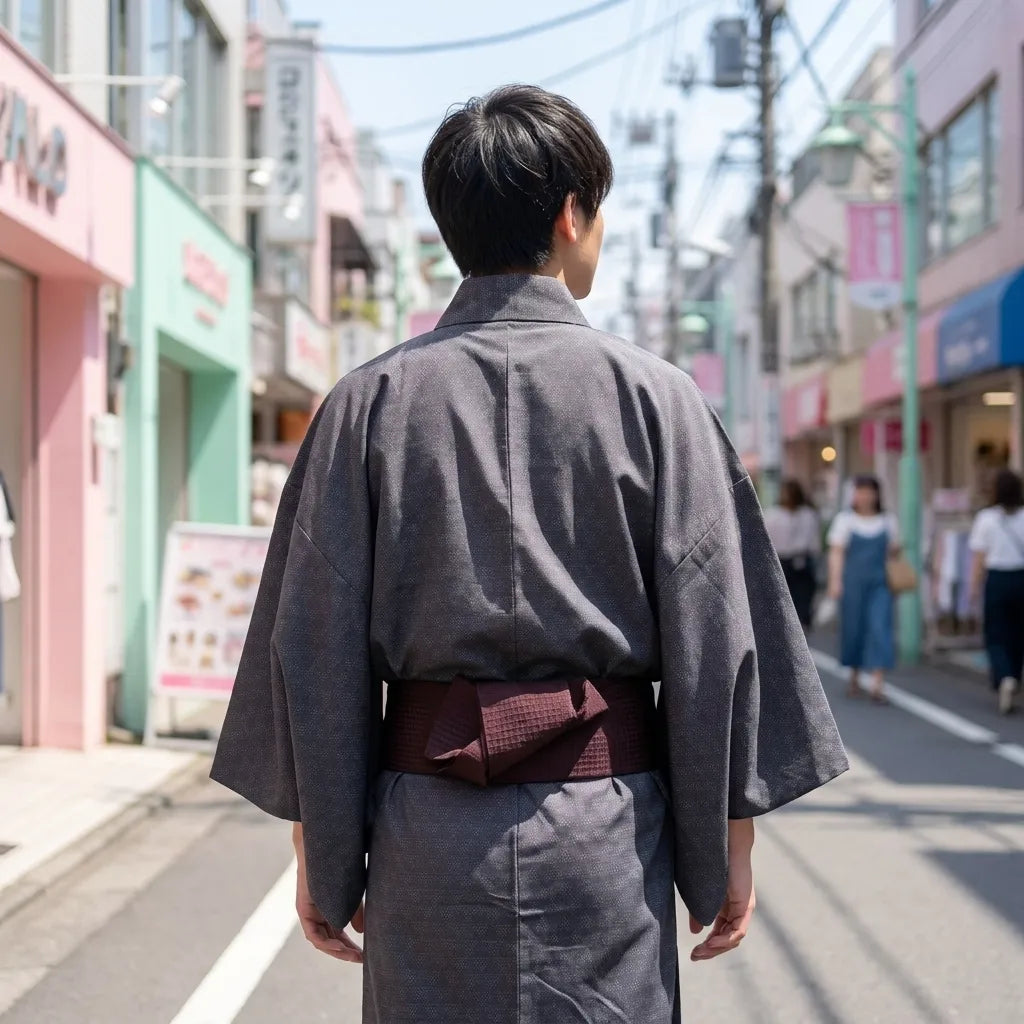 Yukata Gris Hombre vista frontal
