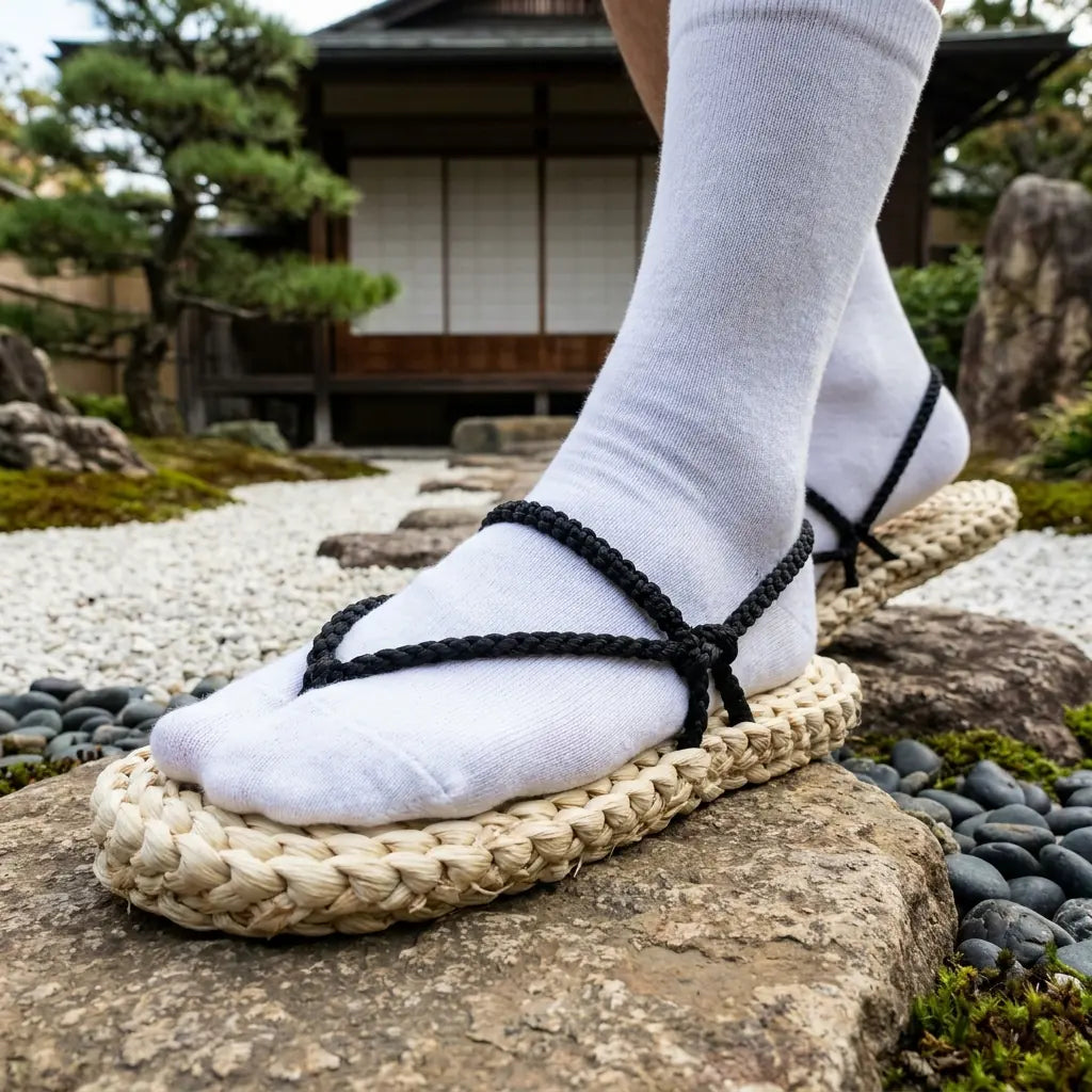 Zapatos japoneses zori con suela de paja