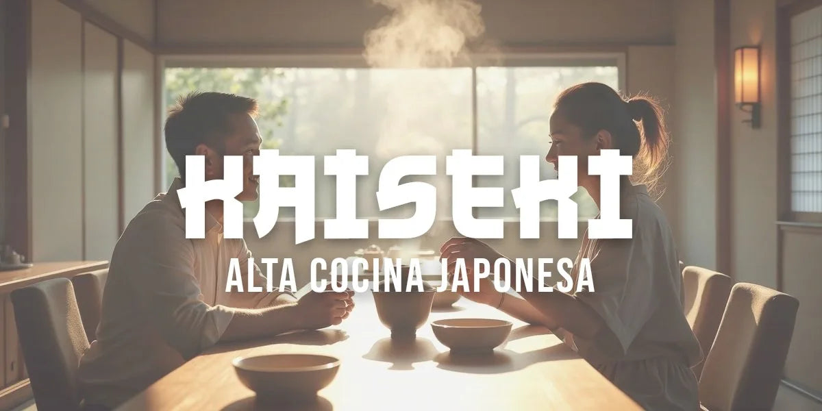 Comida kaiseki servida en pequenos cuencos de ceramica sobre una mesa de madera
