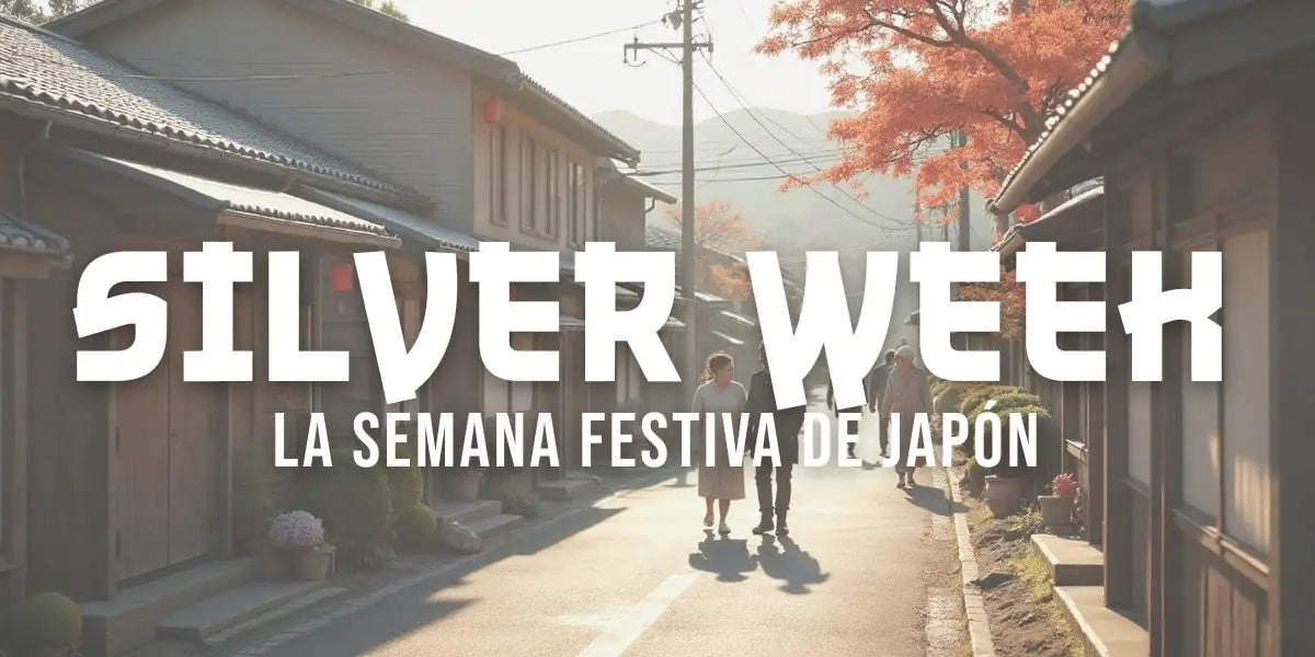 Calle japonesa en septiembre durante la Silver Week, faroles y paseantes hacia un santuario