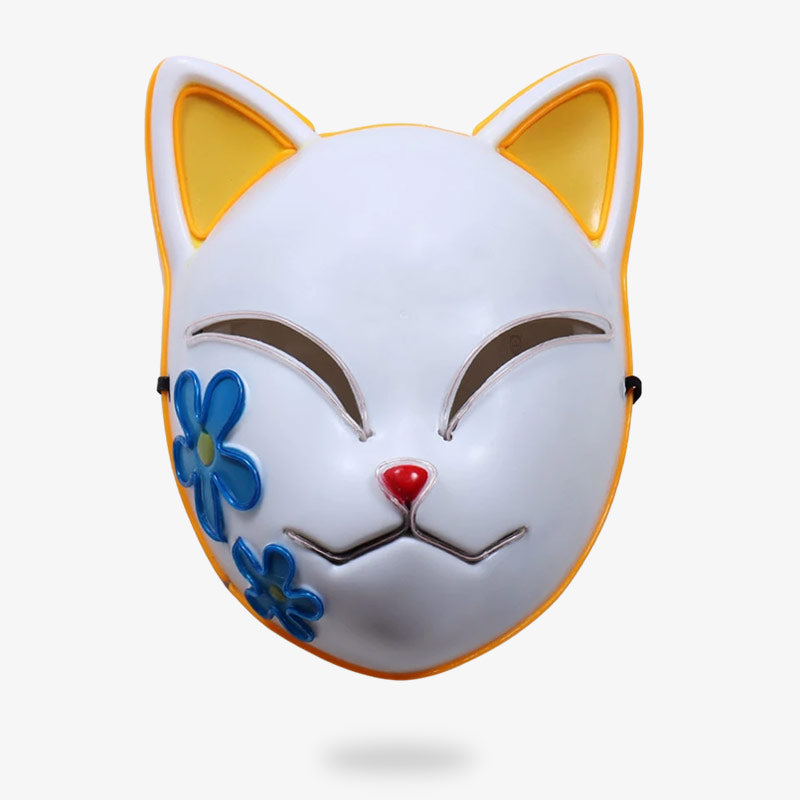 Este accesorio de manga es una Demon Slayer Mascara con flores en las mejillas del zorro. La máscara Makomo está fabricada con batería LED.