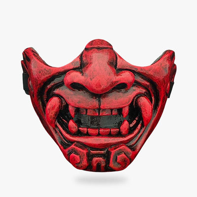 Los Mascaras Japonesas de Samurai son una cara medio demoníaca. La máscara oni es una máscara samurái. El color es rojo y el material es fibra de vidrio.