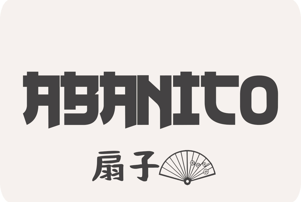 Logotipo «abanico» en negro con un icono estilizado de un abanico sobre fondo blanco para esta colección de abanicos japoneses.