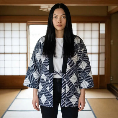 Abrigo japonés para hombre con motivo wagara